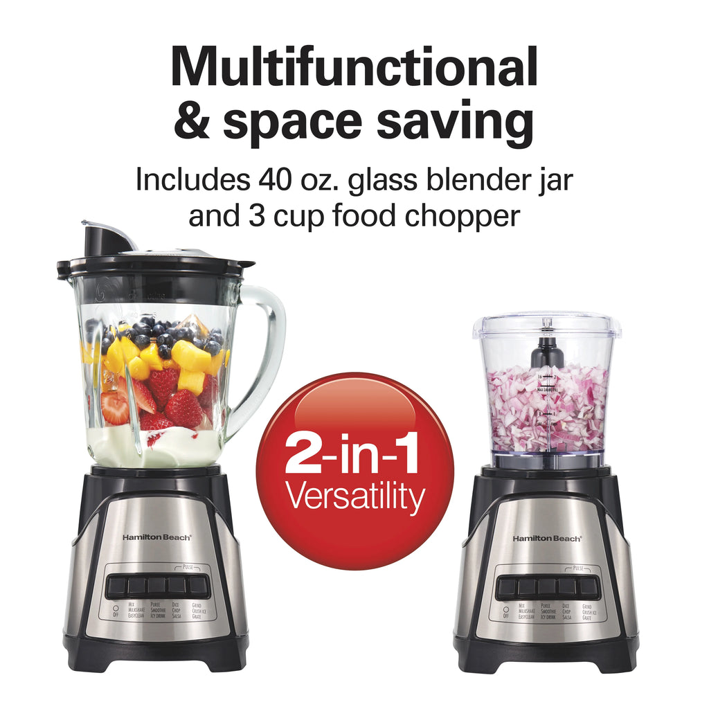 40 oz. Glass Jar Blender with 3-Cup Chopper, 700 Watts, Stainless Steel C81349