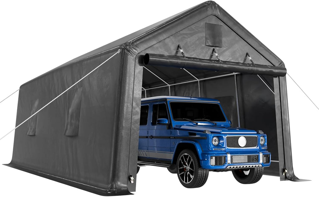 12x20ft All-Steel Metal Frame Carport with Windows R430