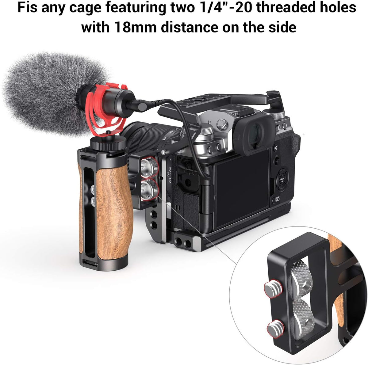 Wooden Mini Handle Side Handgrip with 1/4-20 Screws J933