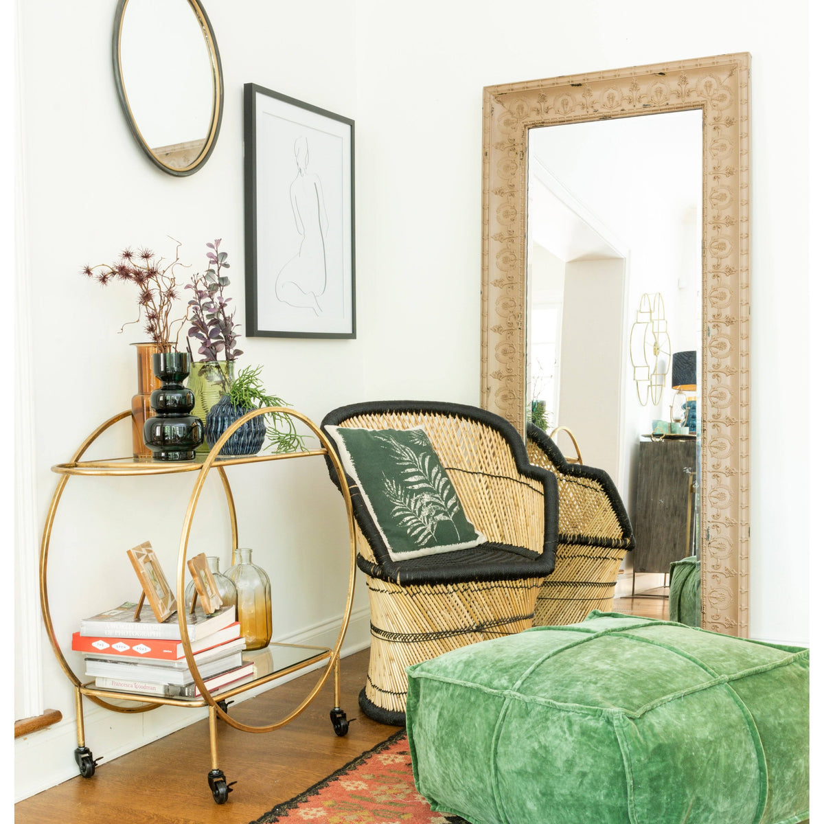 Goldenrod Cotton Velvet Pouf U611067