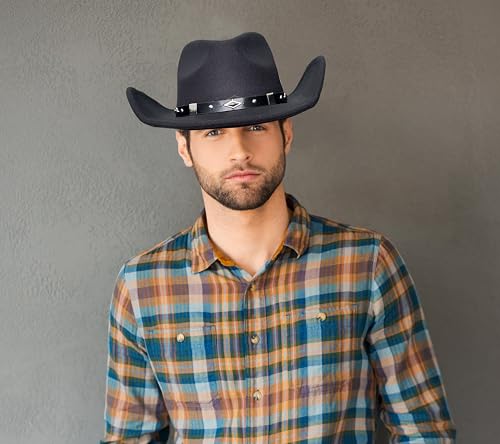 Felt Wide Brim Western Cowboy Hat with Belt Buckle W1420