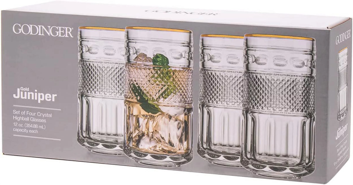12 oz Gold Rim Highball Glass Cup S59275