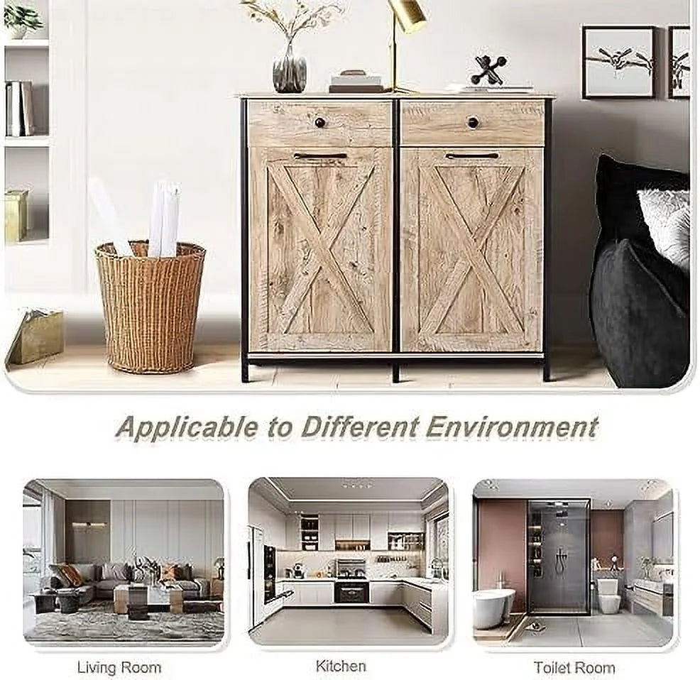 Double Tilt Out Trash Cabinet with Hideaway Drawer P416692