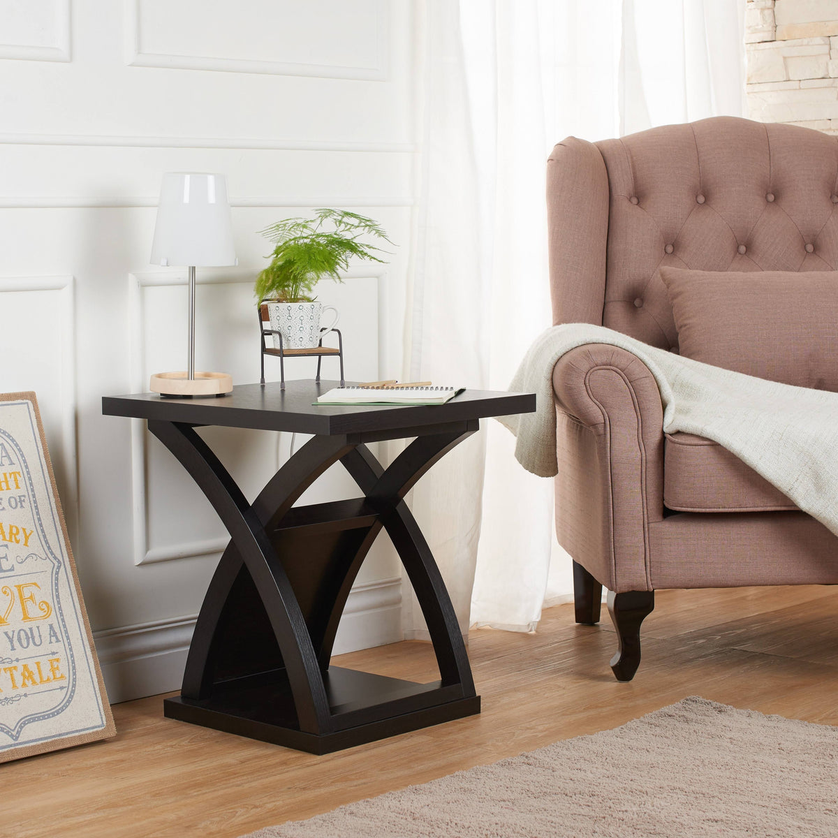 Espresso Brown X-Base End Table Z862195