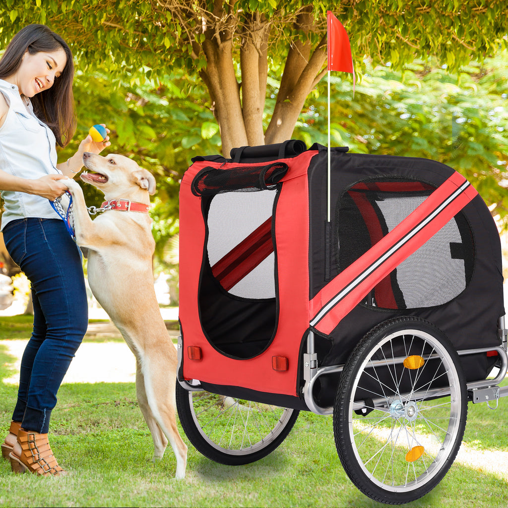 Yellow Foldable Pet Stroller Dog Carrier Bicycle Trailer Z473