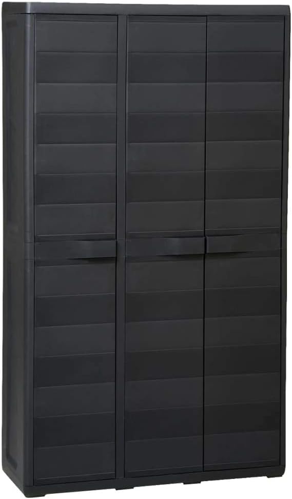 Black Polypropylene Garden Storage Cabinet with 2 Shelves Z875