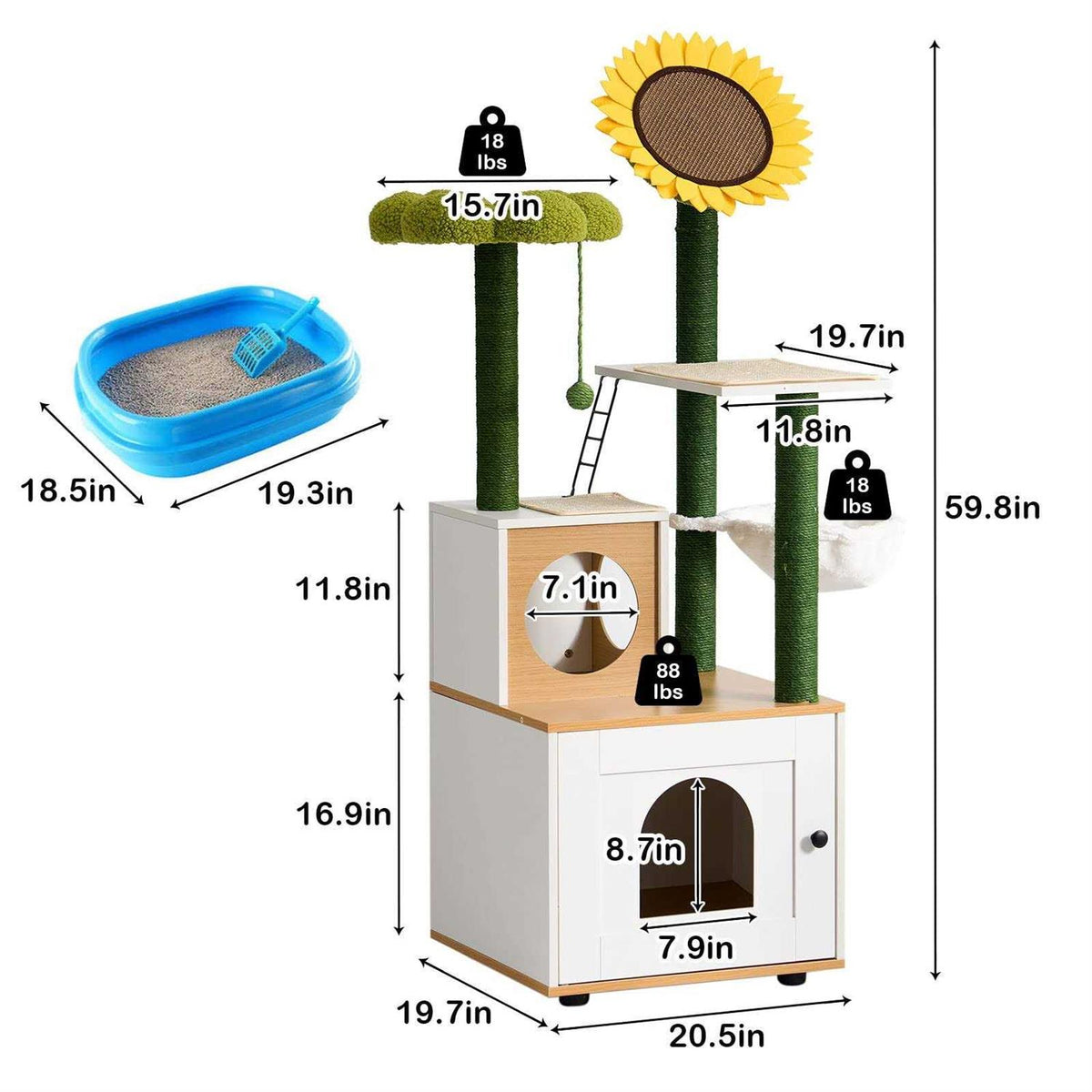 Cat Tree with Litter Box Enclosure and Scratching Posts R508759