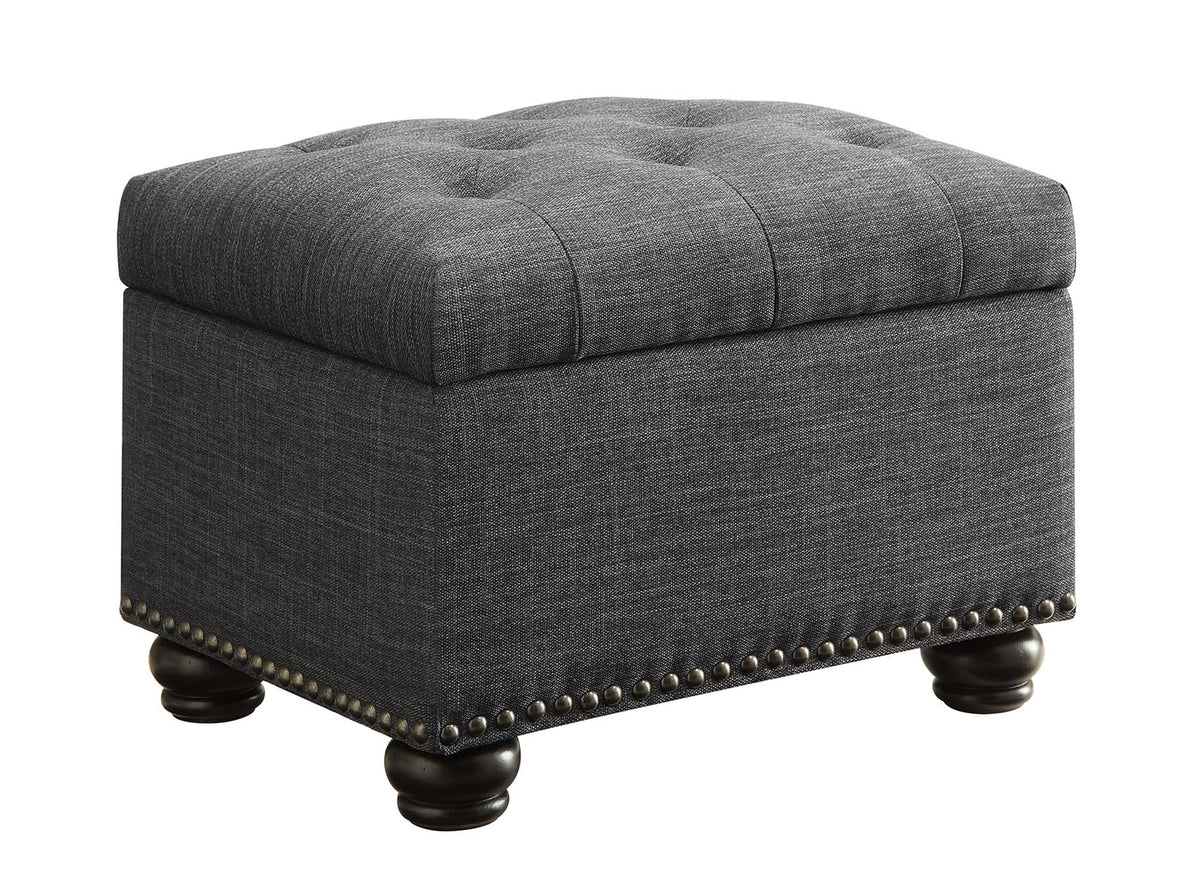 Dark Charcoal Gray Fabric Storage Ottoman P1055