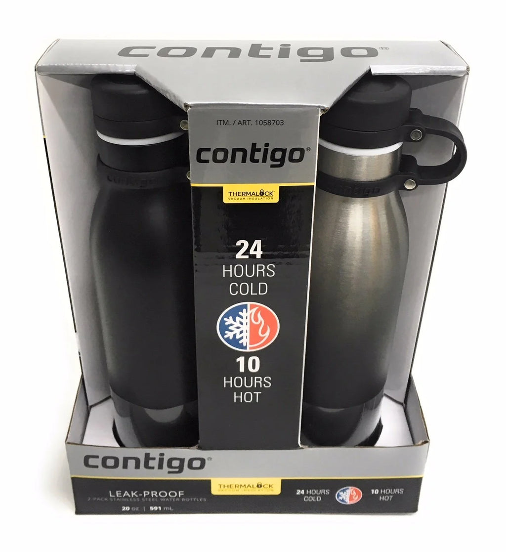 20 oz Stainless Steel Water Bottle 2-Pk Matte Black J3971