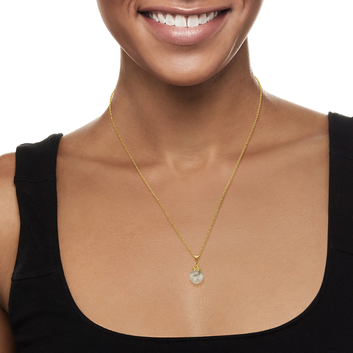 Floating Opal Pendant Necklace in 14kt Yellow Gold J4677