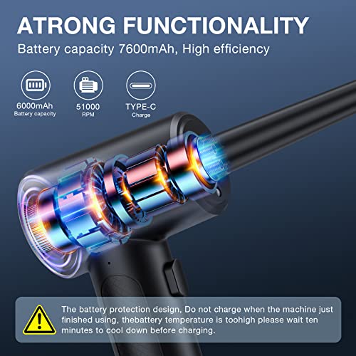 Cordless Electric Air Duster 51000RPM Rechargeable with LED Light V899