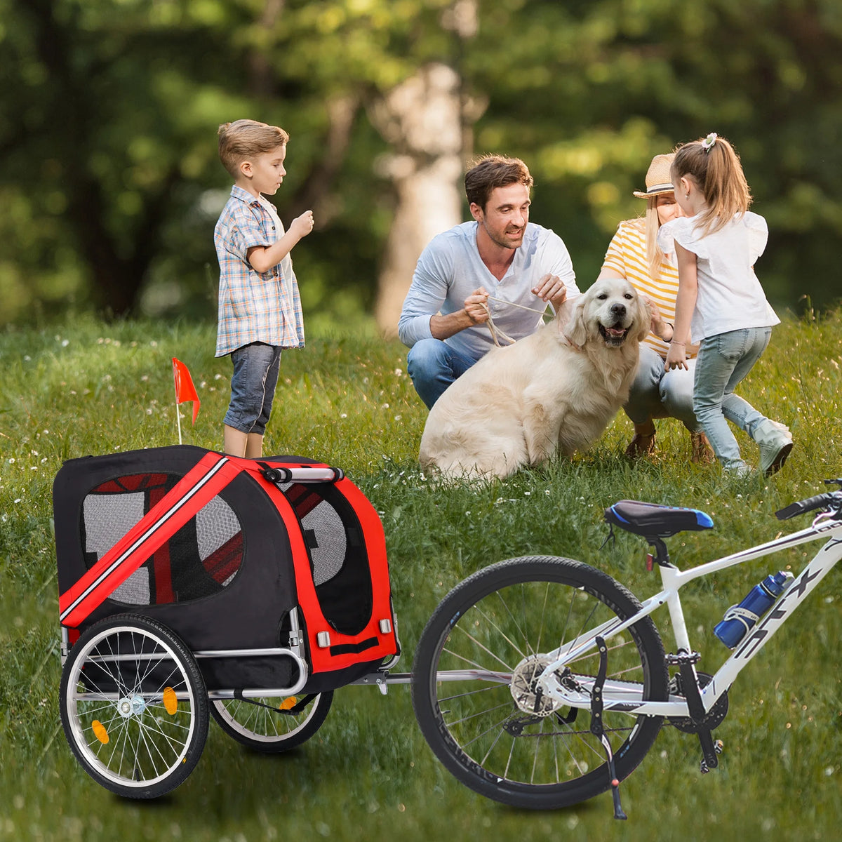 Yellow Foldable Pet Stroller Dog Carrier Bicycle Trailer Z473