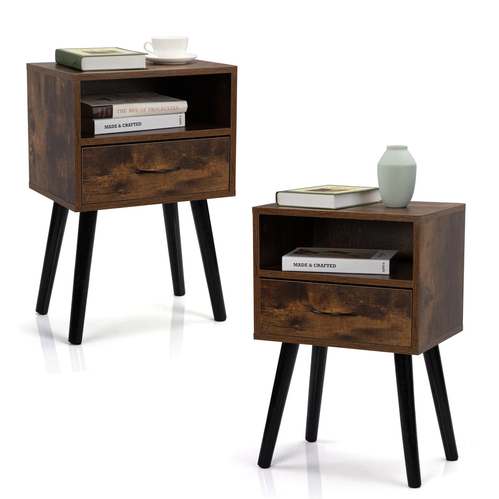 Wood Nightstands with Drawers Set of 2 V94110