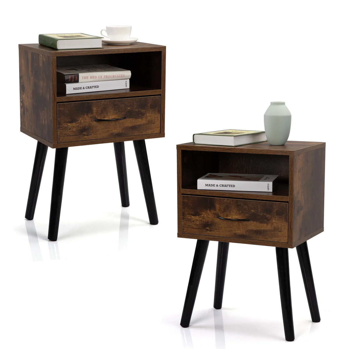 Wood Nightstands with Drawers Set of 2 V94110