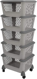 Plastic 5 Tiers Stacking Basket with Wheels P446