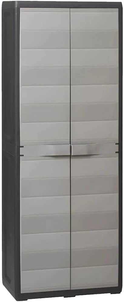 Black Polypropylene Garden Storage Cabinet with 2 Shelves Z875