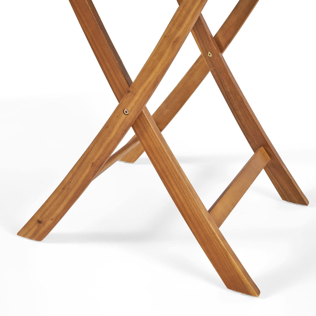Acacia Wood Wicker Foldable Bistro Set with Chairs and Table Dark Gray I555