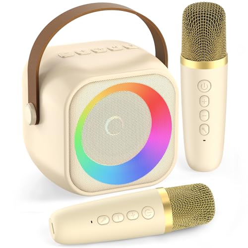 Portable Bluetooth Karaoke Speaker with 2 Wireless Microphones and Party Lights J490