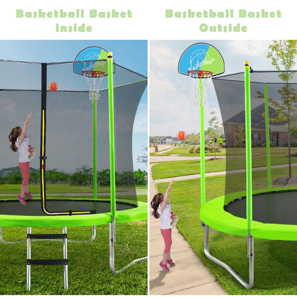 8FT Trampoline with Safety Enclosure Net and Ladder Q51271