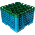 Green 30 Compartment Glass Rack with 5 Extenders K3427