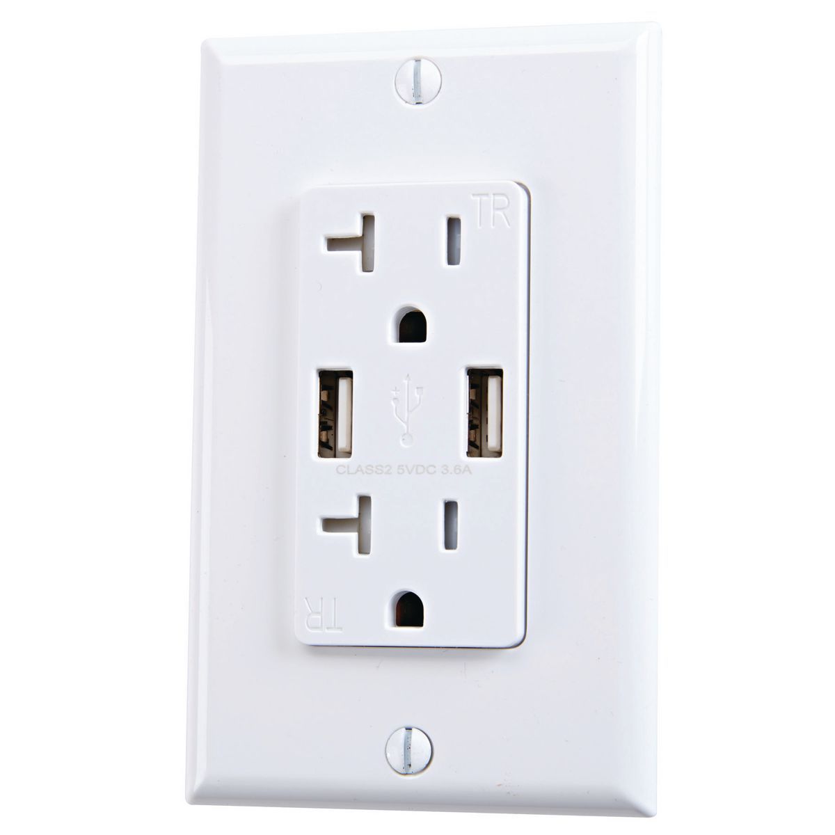 20 Amp 125v 2 USB Rapid Charging Outlet T7349