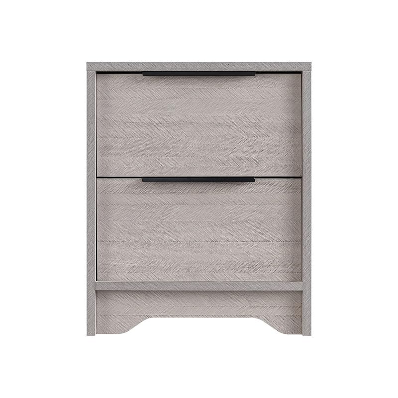 Antique Gray 2-Drawer Wooden Nightstand K716699