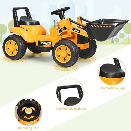 6V Battery Powered Kids Ride on Excavator Digger Tractor - Yellow X892