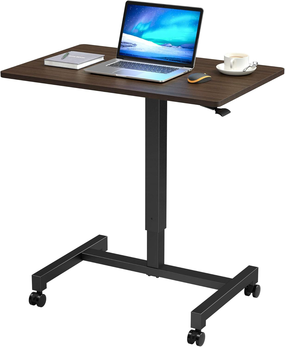 27'' Pneumatic Adjustable Height Mobile Standing Desk Cart White K998