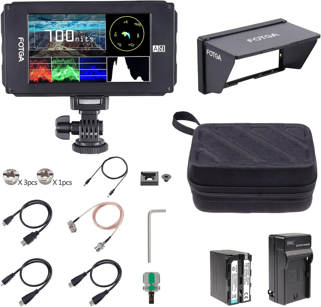 5inch Touchscreen Camera Field Monitor with Battery Charger Carry Case I44792