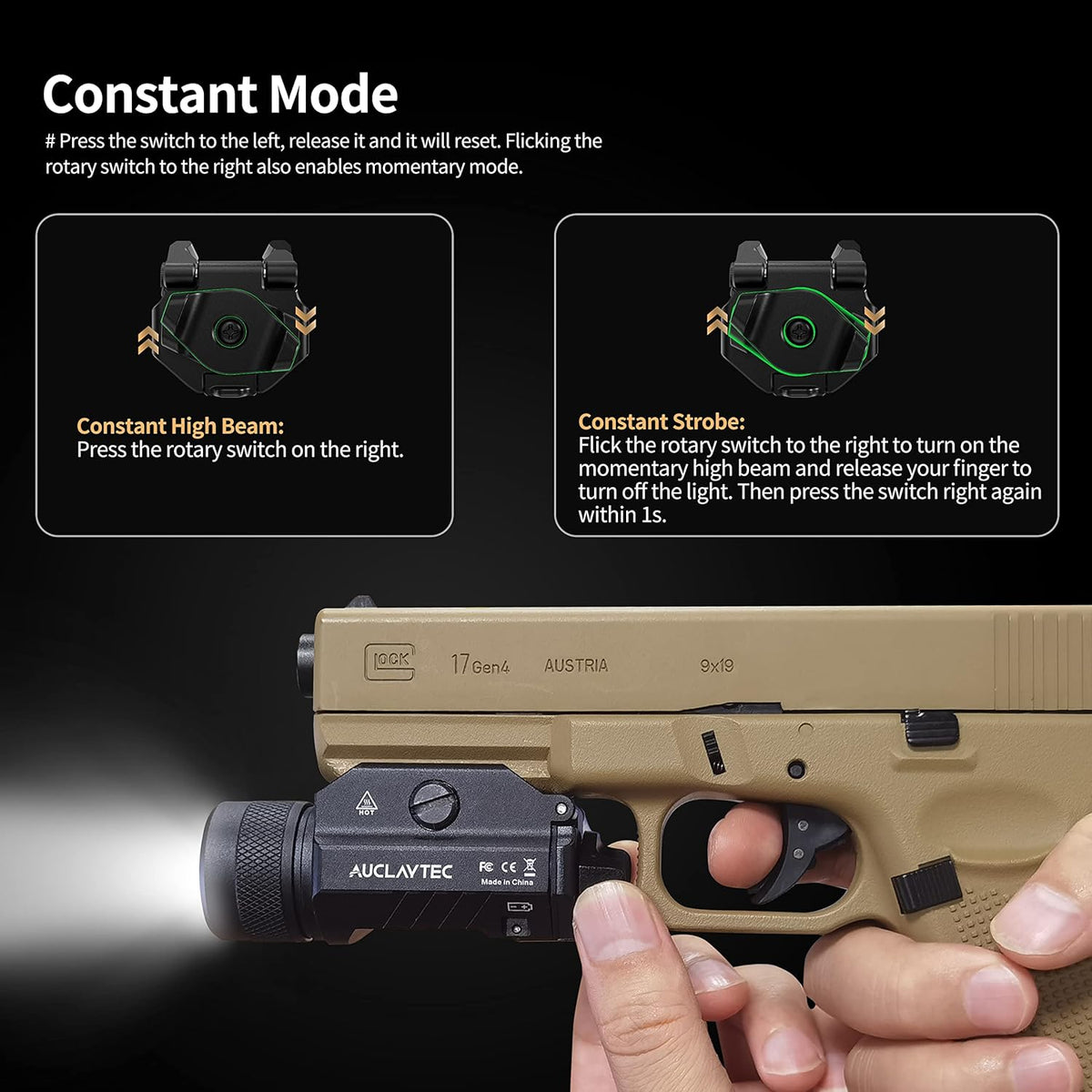 1200 Lumens Mounted Pistol Flashlight with Strobe Mode G35948