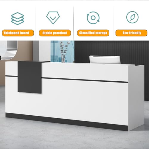 U-Shaped Wooden Reception Desk with Lockable Drawer S638527