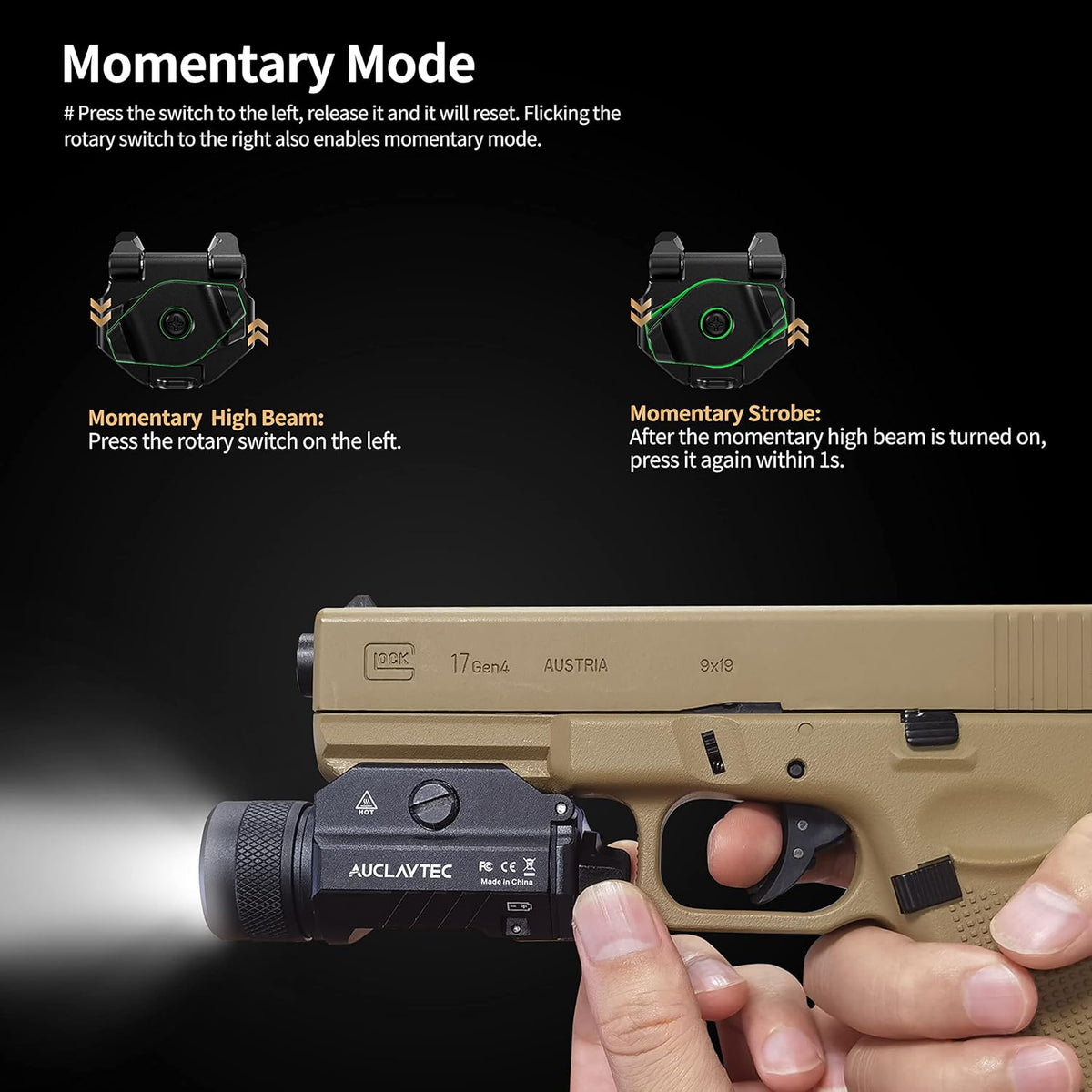 1200 Lumens Mounted Pistol Flashlight with Strobe Mode G35948