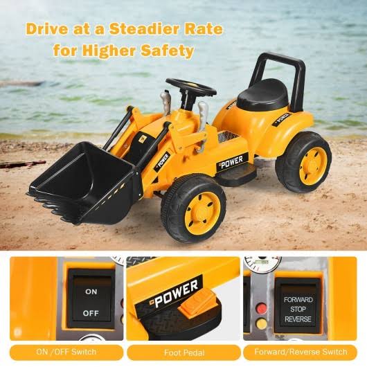 6V Battery Powered Kids Ride on Excavator Digger Tractor - Yellow X892