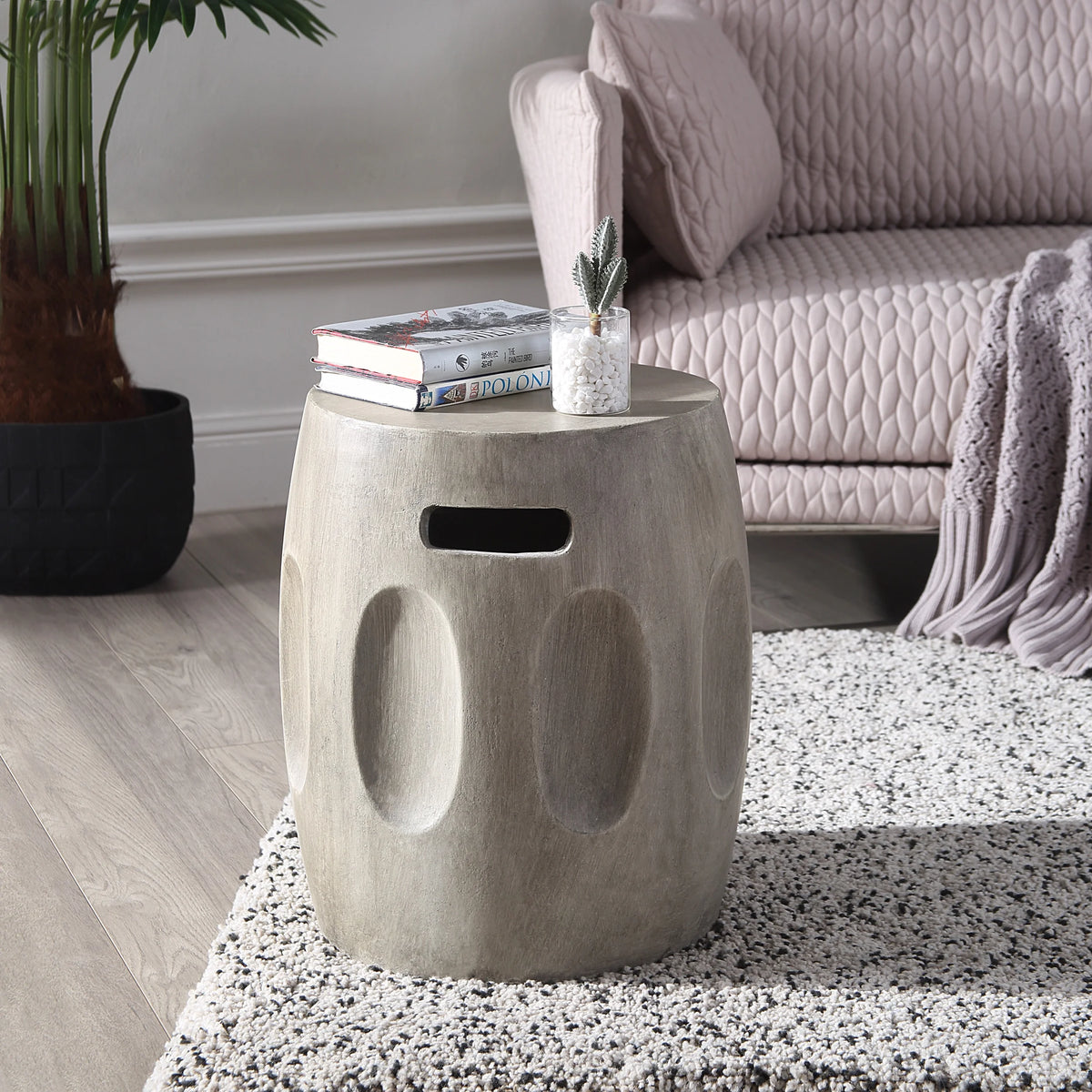 Contemporary Lightweight Concrete Accent Side Table Y111081