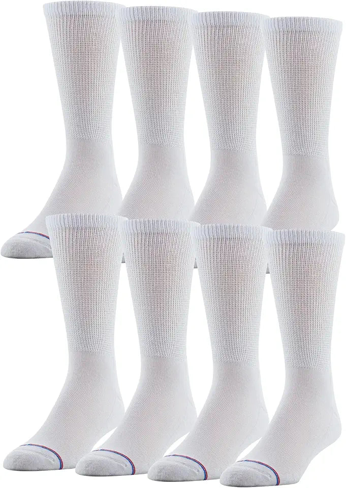 Men's 8 Pack Diabetic Crew Socks with Non-Binding Top Z182