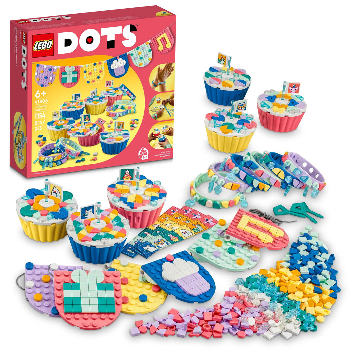 Arts & Crafts Party Kit with Toy Cupcakes, Bracelets, and Bunting M954