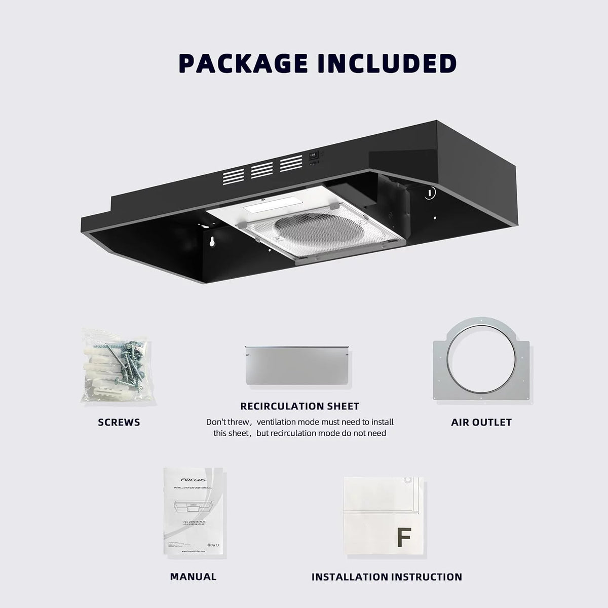 Black 30 inch Under Cabinet Range Hood with 300 CFM Y622000
