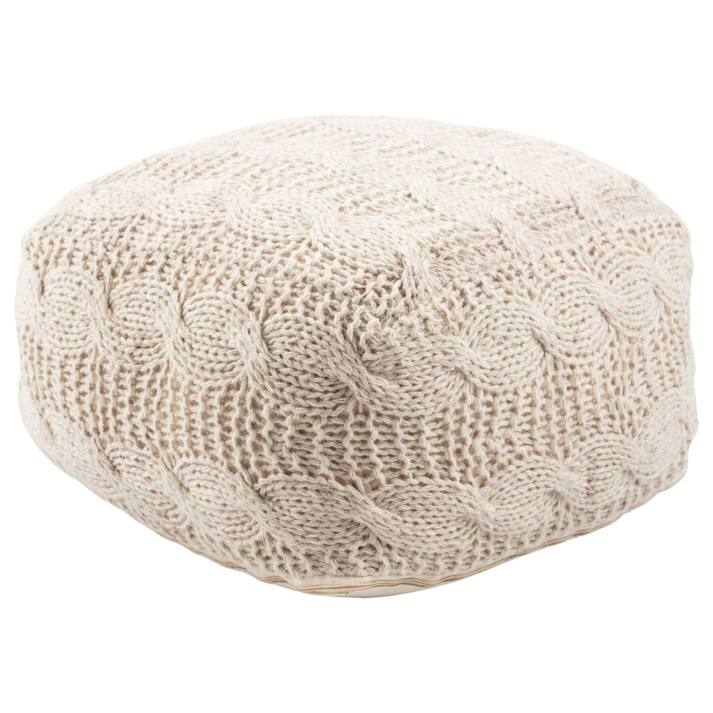 Ivory Wool Pouf O35072