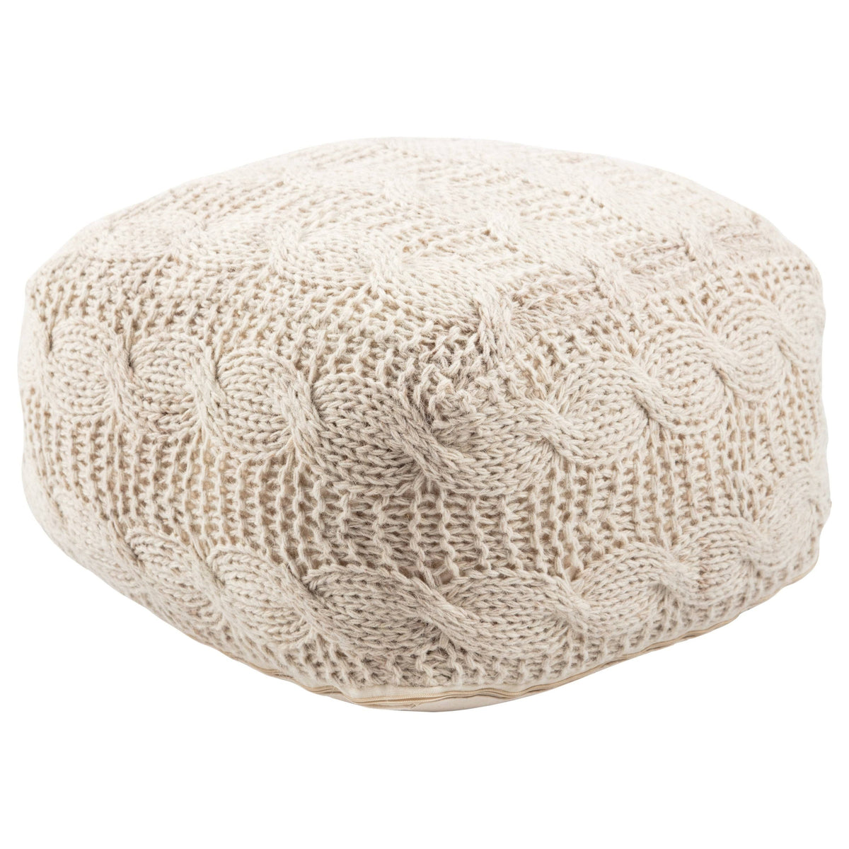 Ivory Wool Pouf O35072