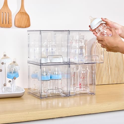 4 Pack Stackable Clear Acrylic Storage Drawers D909