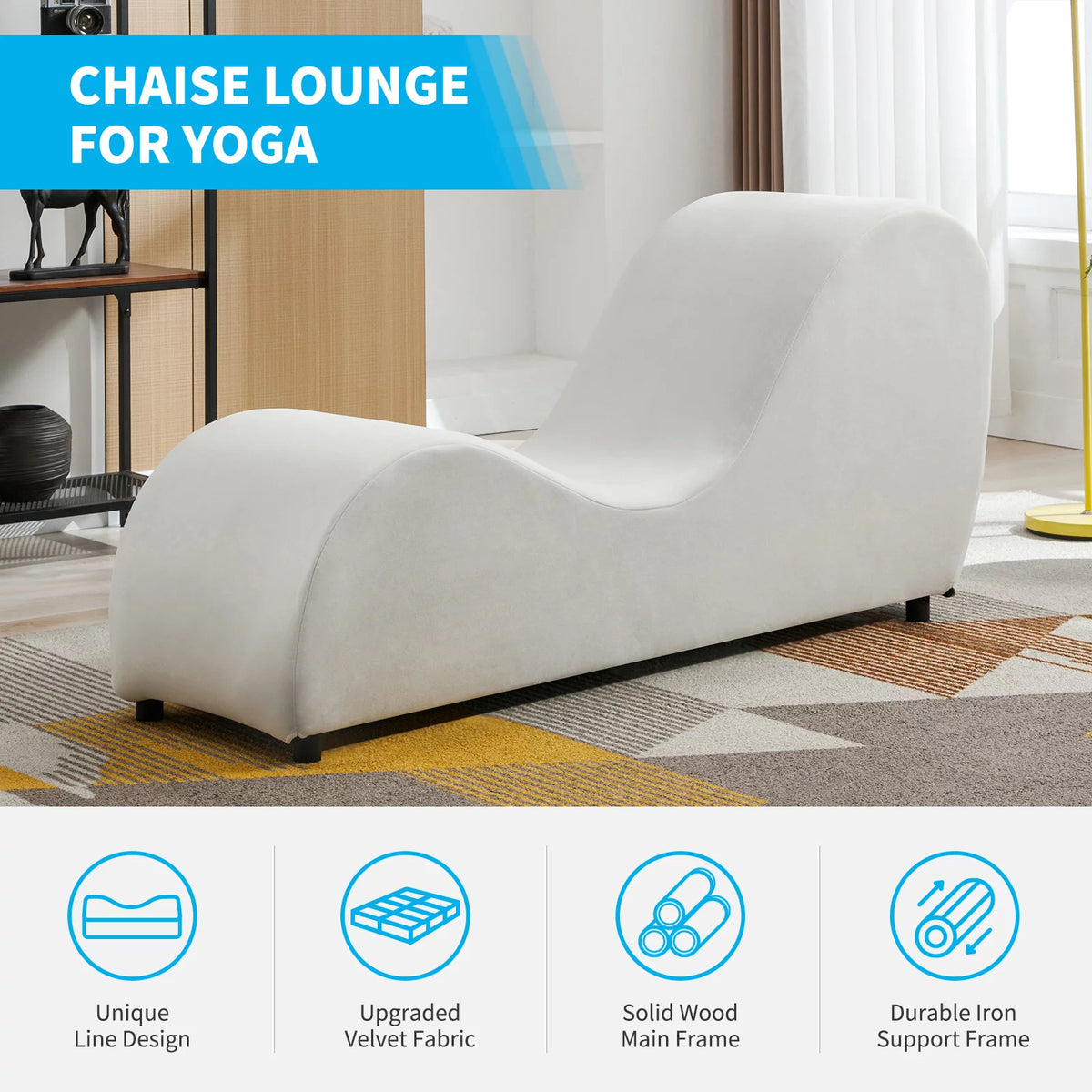 Curved Velvet Yoga Chaise Lounge D4547