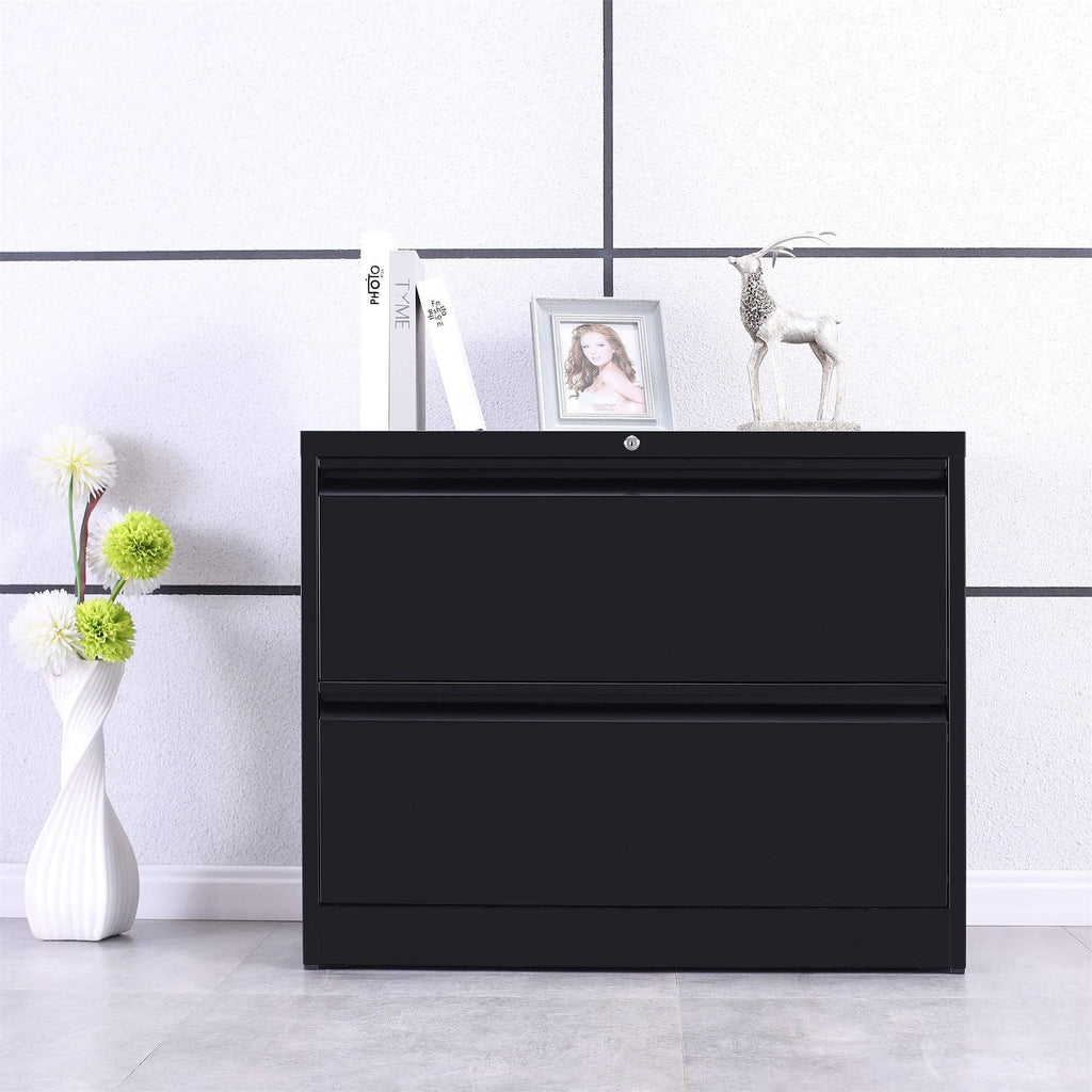 White 2-Drawer Lateral File Cabinet with Lock F35685