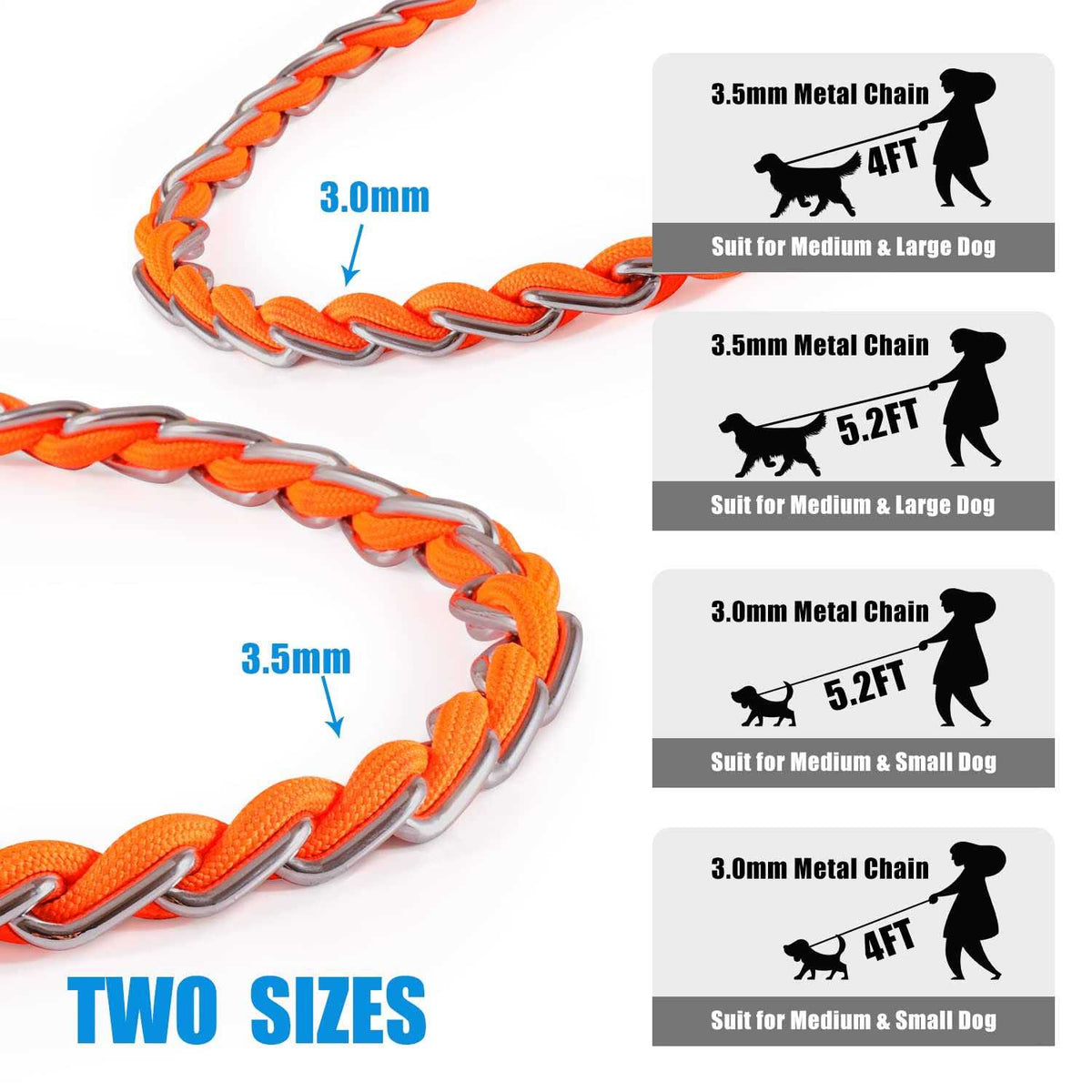 Chew Proof Metal Chain Dog Leash for Medium Large Dogs B851110