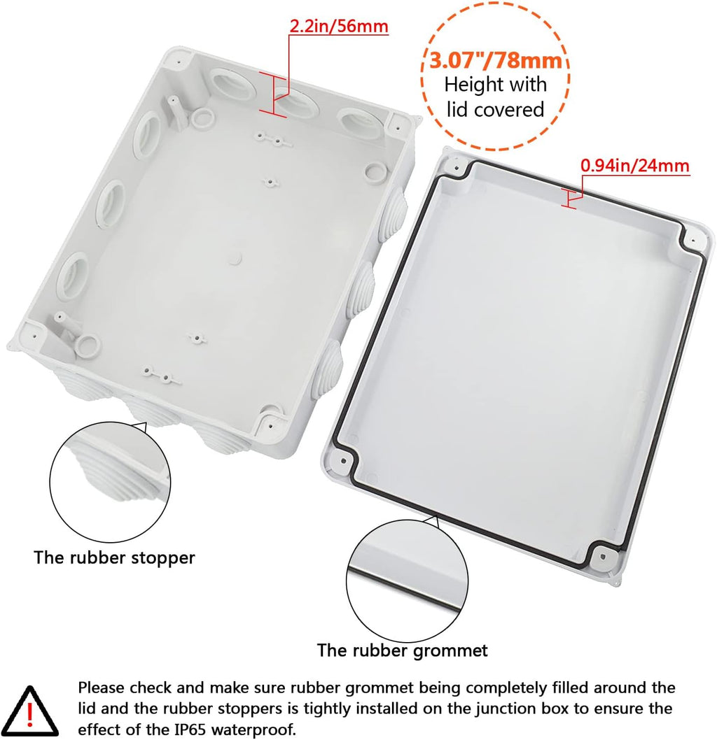 ABS Plastic IP65 Junction Box White 10 x 7.9 x 3.1 inch Pack of 2 T24512