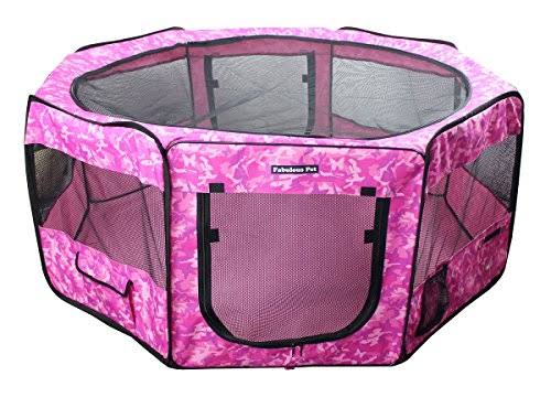Medium Small Water Resistant Portable Play Pen-Pink Camo, White X667484