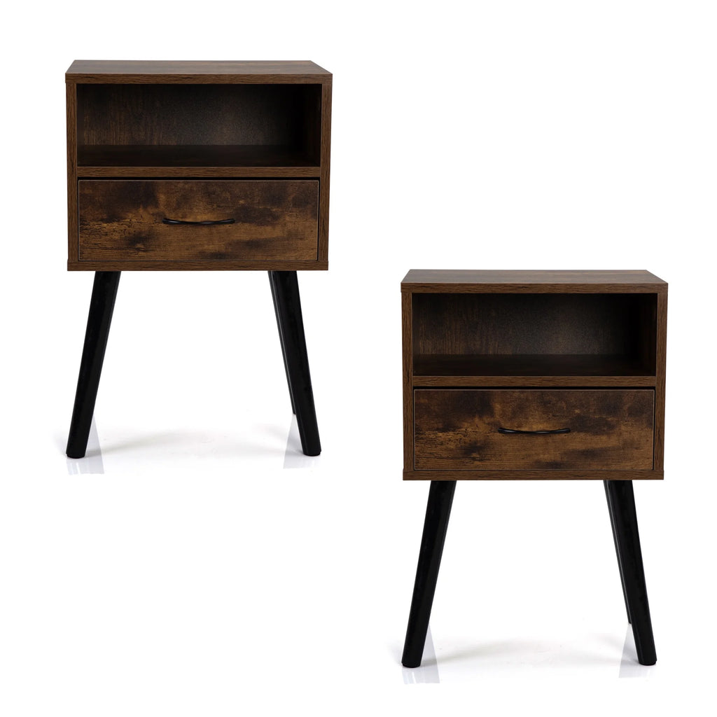 Wood Nightstands with Drawers Set of 2 V94110