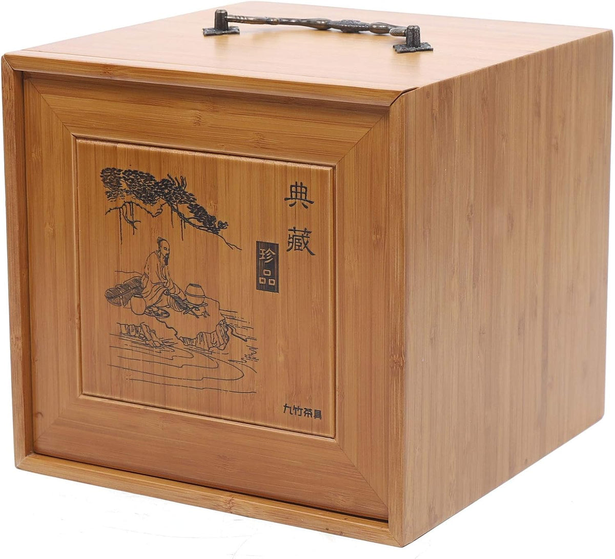 Bamboo Tea Storage Box Chest Drawer Display Cabinet Organizer X248683