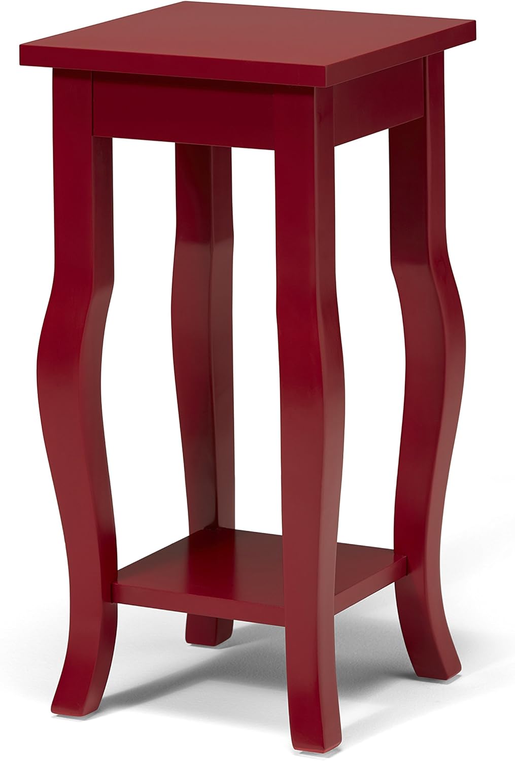 Black Wood Pedestal End Table with Display Shelf P51947
