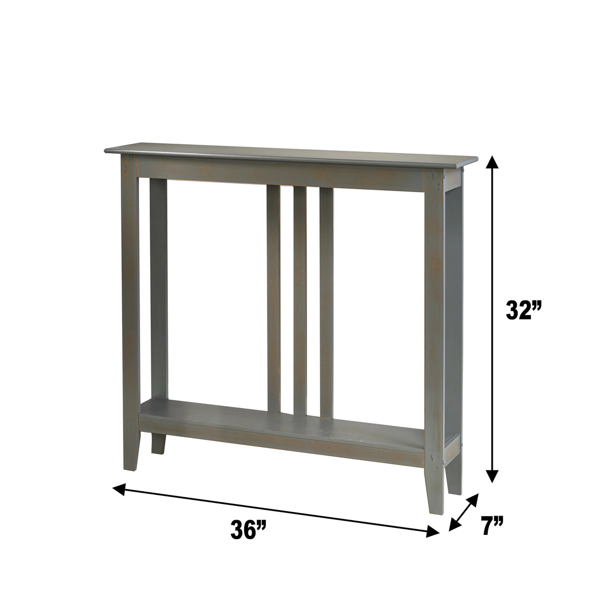 Slim Entryway Console Table with Antique Finish, 7" Deep, Gray R534