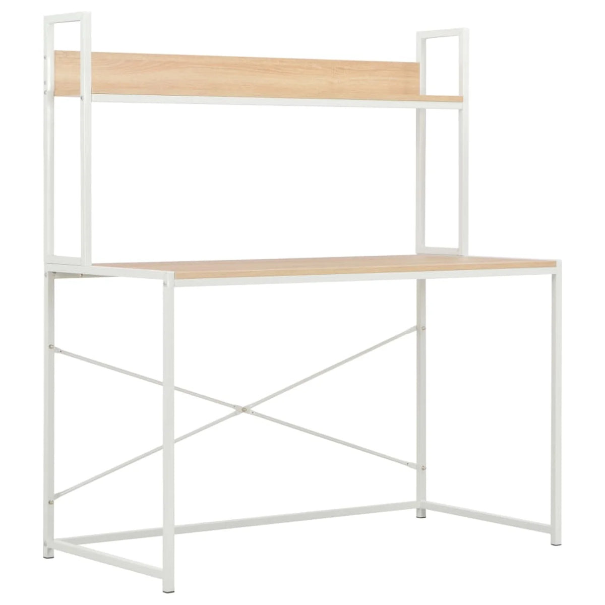 White and Oak Computer Desk L195611